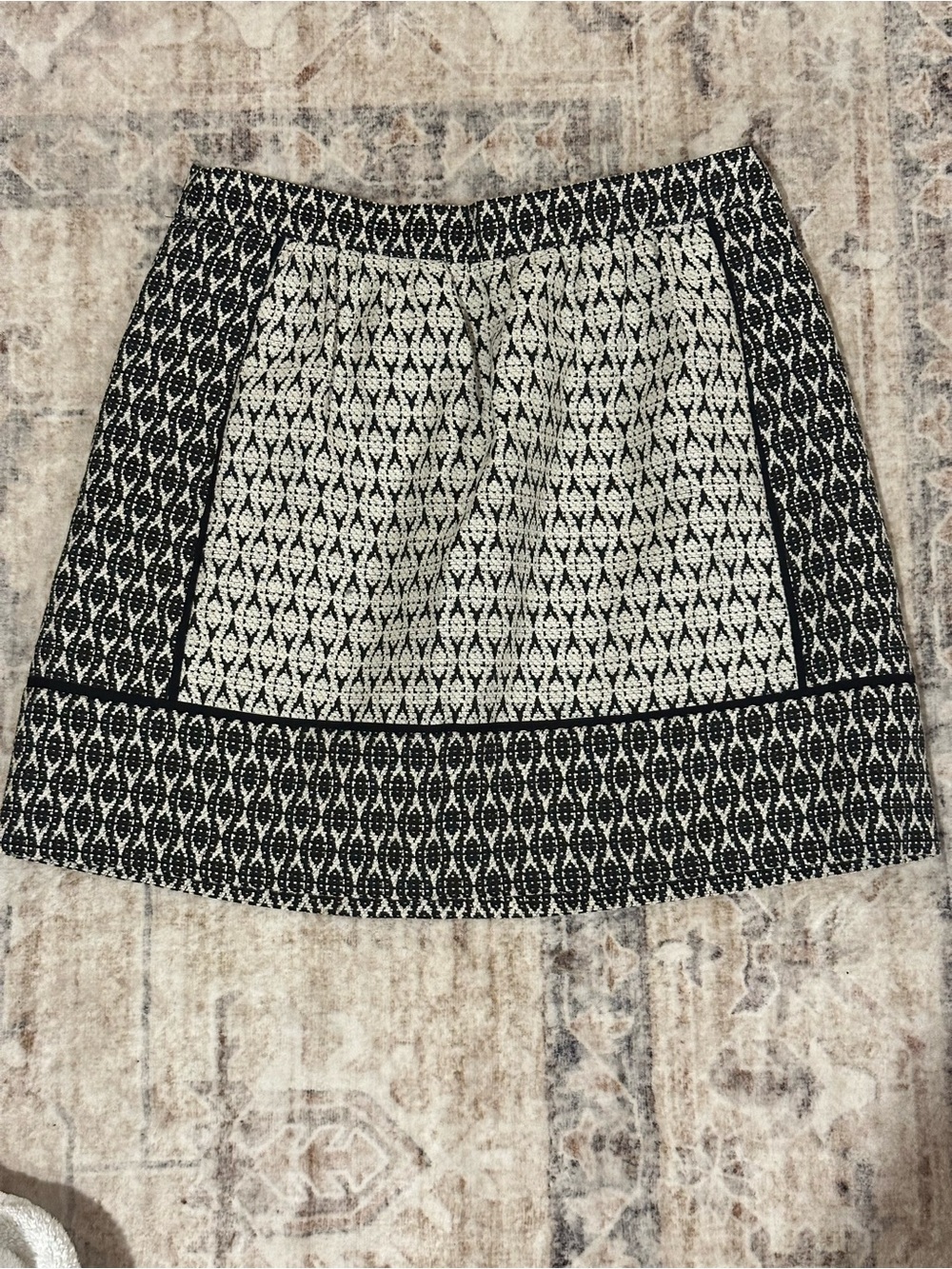 J. Crew Black and White Mini Skirt with Geometric Pattern